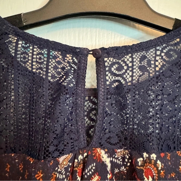 Flying Tomato Multicolor Boho Blouse Sz Medium Botanical Crochet Tunic Pattern - Picture 10 of 13